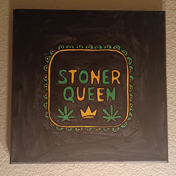 Hand Painted Other - Handpainted Stoner Queen Canvas Art Wall Decor 10x10"